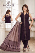 Mornee Wine Straight Fit Kurti Set with Printed Dupatta
